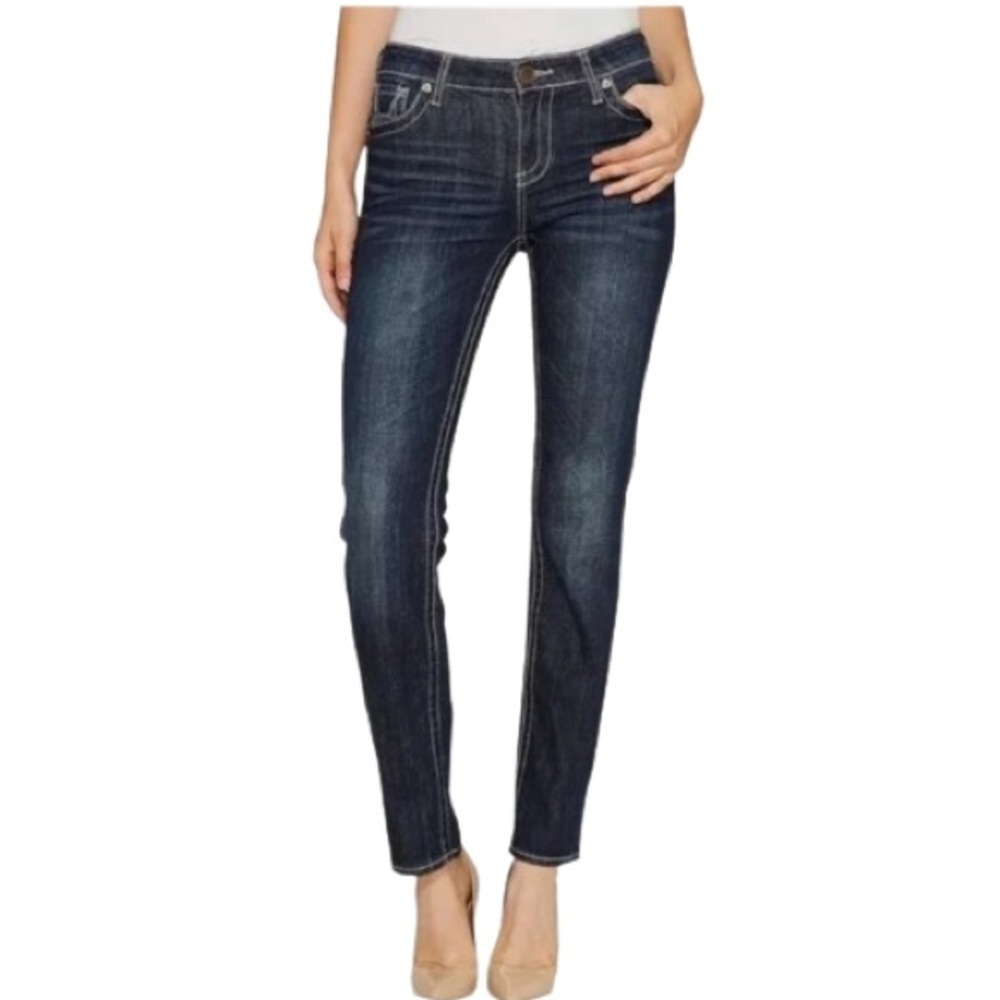 Women's 10 Kut from the Kloth Stevie Straight Leg Denim Jeans Zipper Fly Whisker